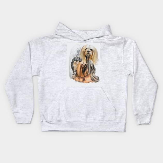 Lhasa Apso Medley Kids Hoodie by BarbBarcikKeith